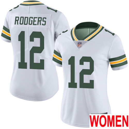 Green Bay Packers Limited White Women #12 Rodgers Aaron Road Jersey Nike NFL Vapor Untouchable->women nfl jersey->Women Jersey